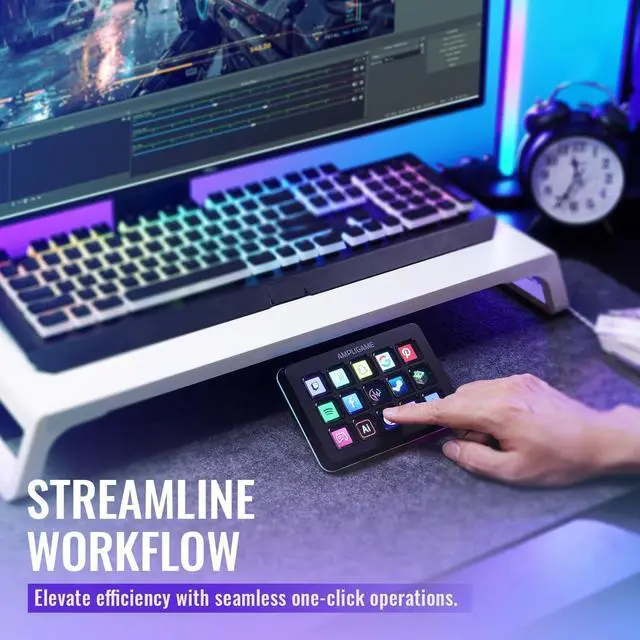 Alt view image 3 of 7 - Stream Controller with 15 Macro Keys, Streaming Keyboard with Trigger Actions in OBS/Twitch/YouTube/Streamlabs, Shortcut Buttons Keypad Works with Mac and PC