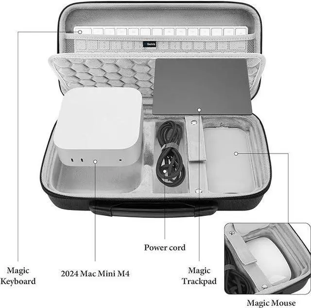 Alt view image 2 of 5 - Hard Travel Case, Compatible with Apple 2024 Mac Mini Desktop Computer, 2024 Mac Mini M4 / 2024 Mac Mini M4 Pro Case, Fit for Magic Keyboard, Magic Mouse and Magic Trackpad and Accessories