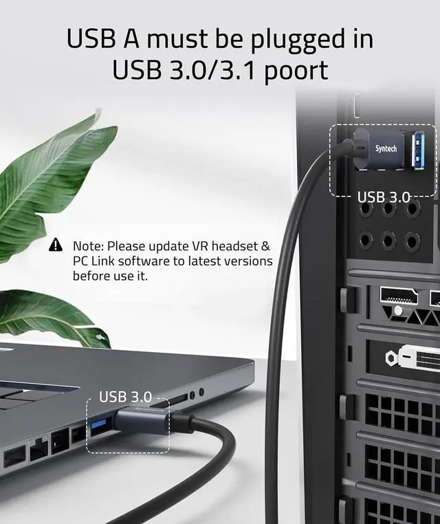 Alt view image 4 of 7 - Link Cable 16 FT Compatible with Oculus/Meta Quest 3/Meta Quest 3S, Quest2/Pro/Pico 4/Ultra Accessories and PC/SteamVR, High Speed PC Data Transfer, USB 3.0 to USB Cable for VR Headset, Black