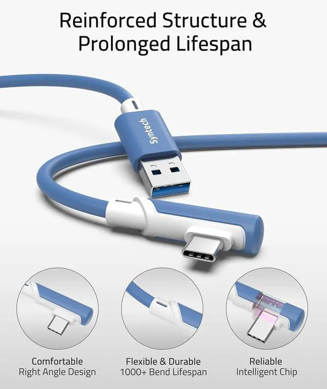 Alt view image 5 of 7 - Link Cable 16 FT Compatible with Meta Quest 3S/Oculus Quest 3, Quest2/Pro/Pico4 Accessories and PC/SteamVR, High Speed PC Data Transfer, USB 3.0 to USB C Cable for VR Headset, Elemental Blue