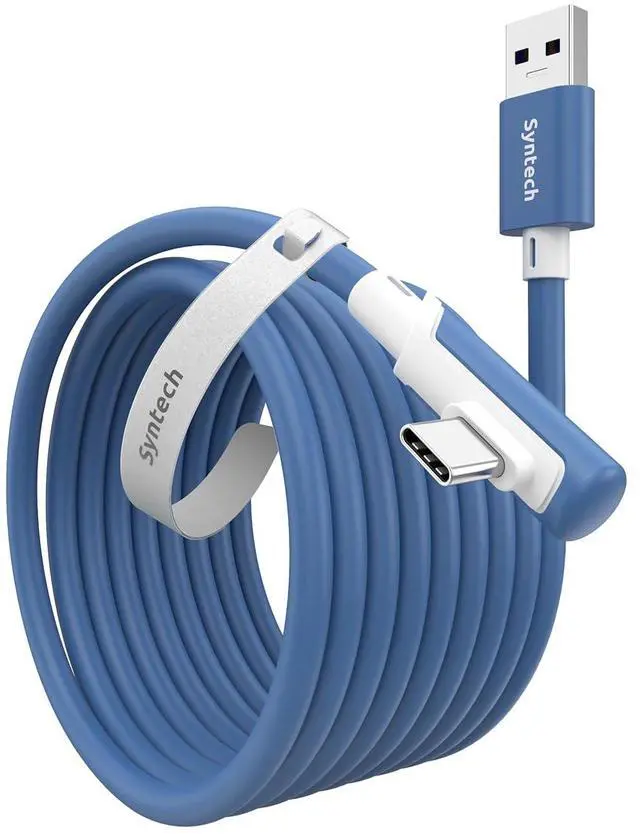 Main image of Link Cable 16 FT Compatible with Meta Quest 3S/Oculus Quest 3, Quest2/Pro/Pico4 Accessories and PC/SteamVR, High Speed PC Data Transfer, USB 3.0 to USB C Cable for VR Headset, Elemental Blue