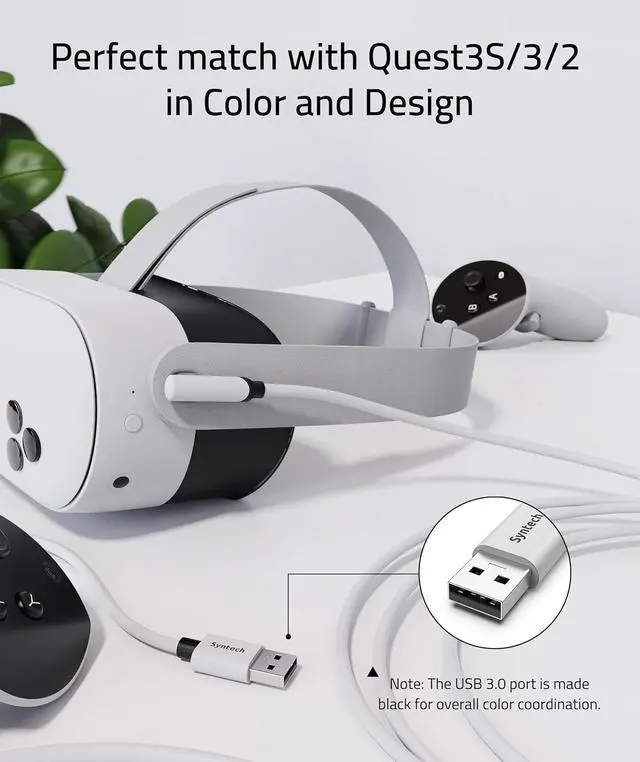 Alt view image 3 of 7 - Link Cable 16FT for PCVR Compatible with Oculus/Quest 3/Meta Quest 3S, Quest2/Pro/Pico 4/Ultra Accessories and PC/SteamVR, High Speed PC Data Transfer, USB 3.0 to USB C Cable for VR Headset