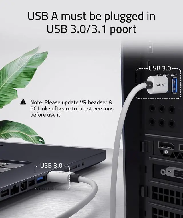 Alt view image 4 of 7 - Link Cable 16FT for PCVR Compatible with Oculus/Quest 3/Meta Quest 3S, Quest2/Pro/Pico 4/Ultra Accessories and PC/SteamVR, High Speed PC Data Transfer, USB 3.0 to USB C Cable for VR Headset