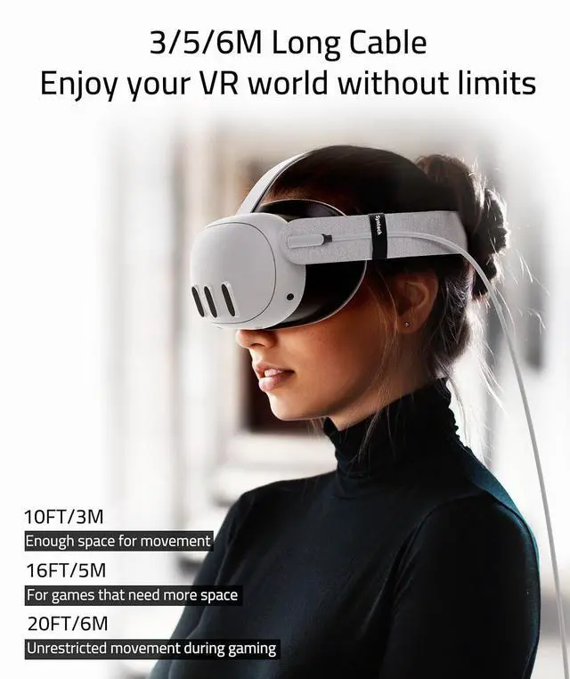 Alt view image 6 of 7 - Link Cable 16FT for PCVR Compatible with Oculus/Quest 3/Meta Quest 3S, Quest2/Pro/Pico 4/Ultra Accessories and PC/SteamVR, High Speed PC Data Transfer, USB 3.0 to USB C Cable for VR Headset