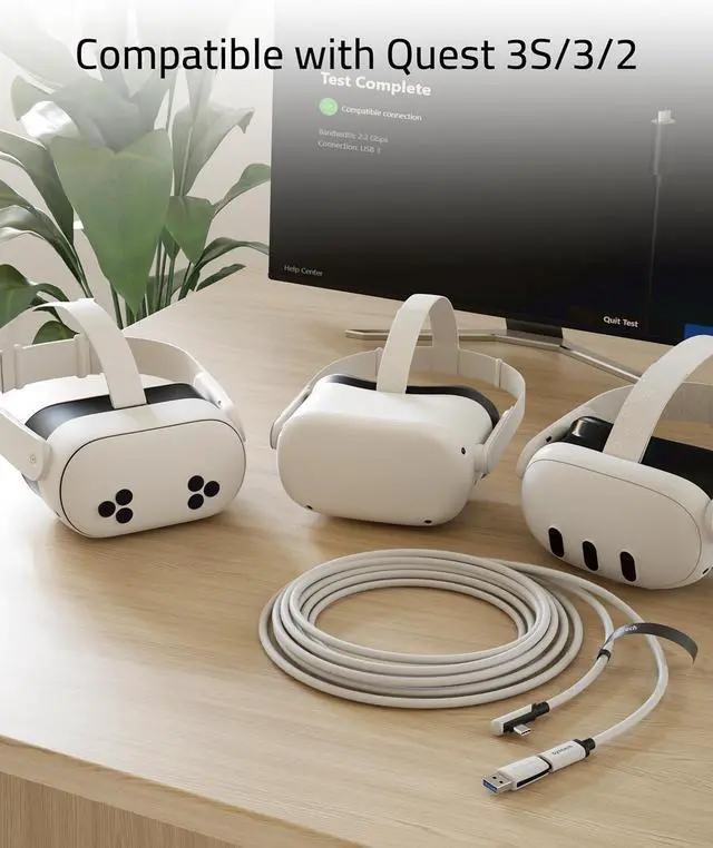 Alt view image 3 of 6 - Link Cable 16FT Compatible with Oculus/Meta Quest 3/Quest 3S/Quest2/Pro/Pico 4 Accessories and PC/SteamVR, Upgraded Type C with USB 3.0 Adapter, High Speed Data Transfer Cord for VR Headset