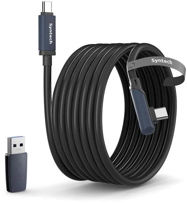 Main image of Link Cable 16FT Compatible with Oculus/Meta Quest 3/Quest 3S/Quest2/Pro/Pico 4 and PC/SteamVR, Upgraded Type C with USB 3.0 Adapter, High Speed Data Transfer Cord for VR Headset, Black