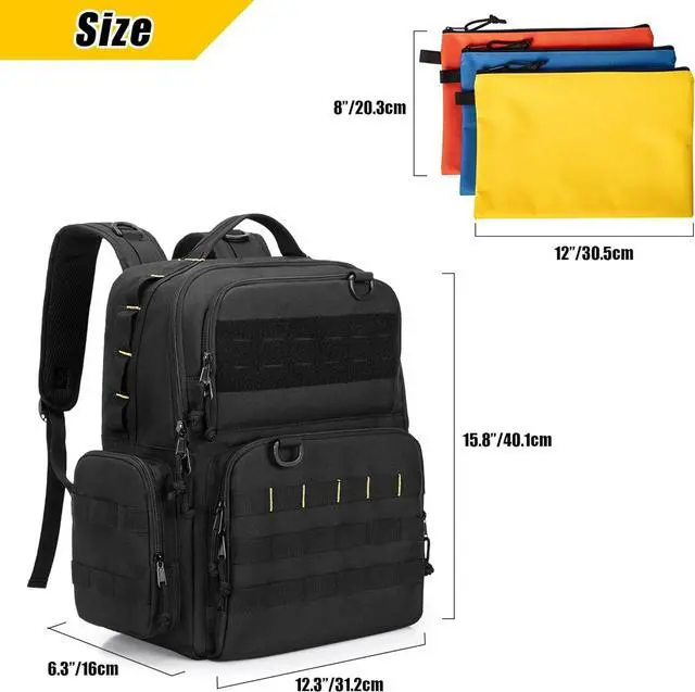 Alt view image 5 of 7 - Tool Bag Backpack for Men with 3 Tool Pouches, Heavy-Duty Tool Storage Organizer Bag with Padded Shoulder & Waist Support, Tactical Work Tool Bag for Electrician, Repairman, HVAC Techs, Black