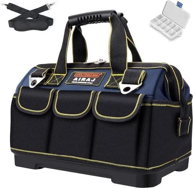 Main image of Tool Bag,18 Inch Waterproof Tool Bag Organizer with ABS Molded Hard Base,Soft Padded Handle and Shoulder Strap,Oxford Cloth,Tool Bags for Men & Women