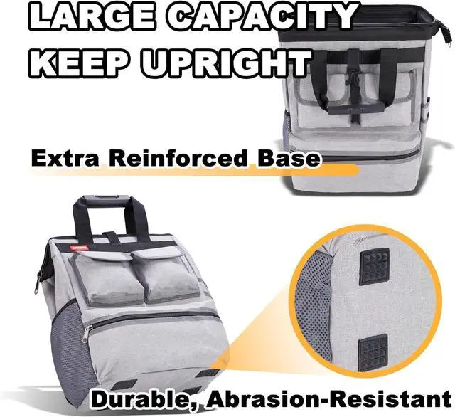 Alt view image 5 of 7 - Backpack Tool Bag with Padded Back Support Heavy Duty Tool Kit Carrier Storage Bags for Electrician, Plumber, HVAC, Cable Repairman