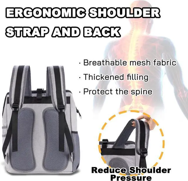 Alt view image 2 of 7 - Backpack Tool Bag with Padded Back Support Heavy Duty Tool Kit Carrier Storage Bags for Electrician, Plumber, HVAC, Cable Repairman