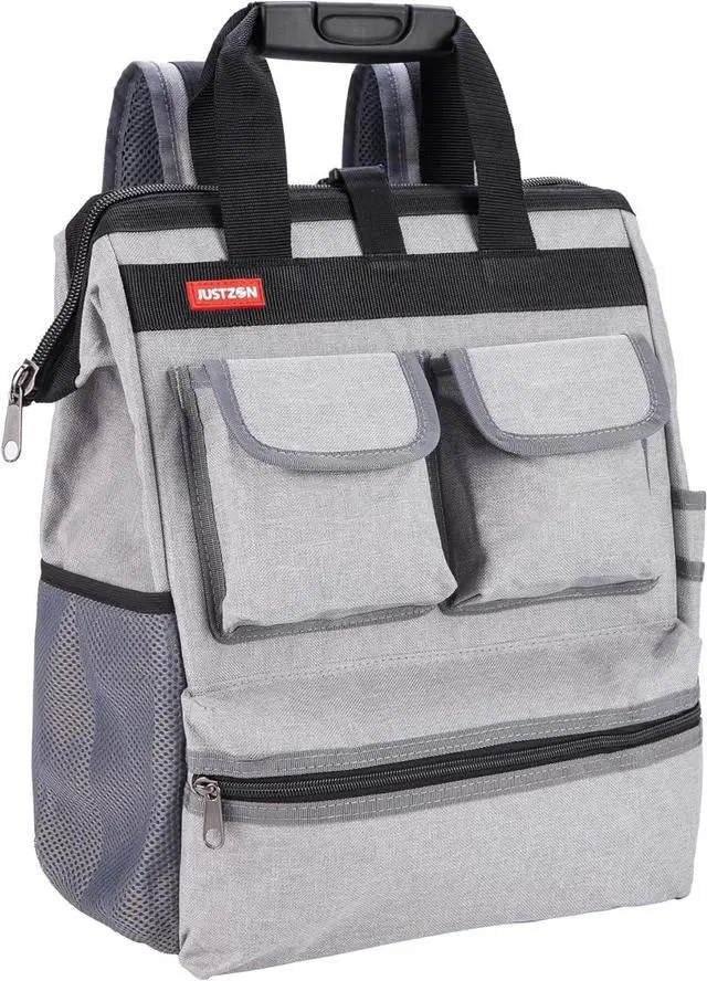 Main image of Backpack Tool Bag with Padded Back Support Heavy Duty Tool Kit Carrier Storage Bags for Electrician, Plumber, HVAC, Cable Repairman