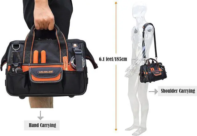 Alt view image 6 of 7 - 13-Inch Small Tool Carrier, Electrician's Organizer, HVAC Tech's Bag, Men's Drill Bag