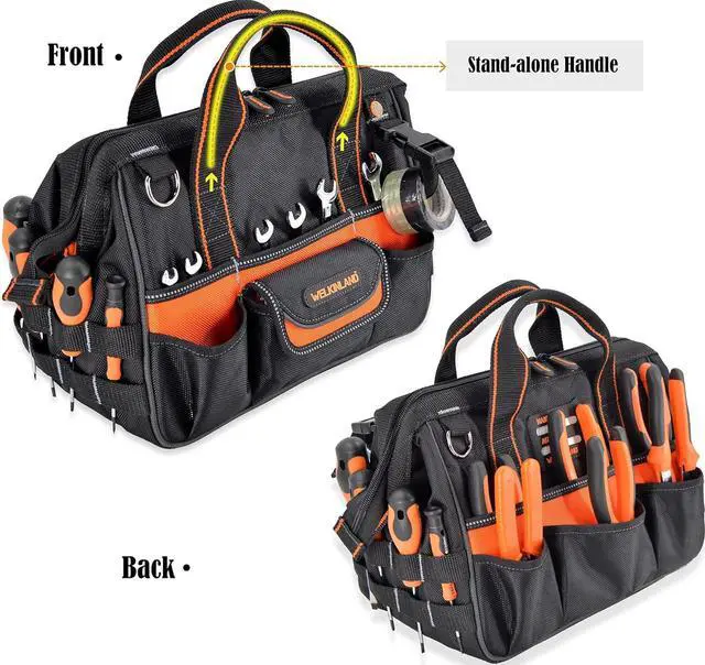 Alt view image 3 of 7 - 13-Inch Small Tool Carrier, Electrician's Organizer, HVAC Tech's Bag, Men's Drill Bag