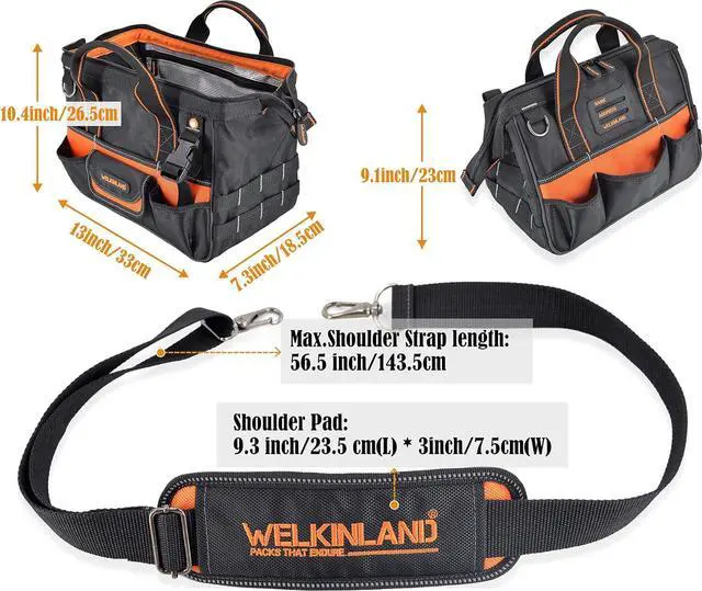 Alt view image 5 of 7 - 13-Inch Small Tool Carrier, Electrician's Organizer, HVAC Tech's Bag, Men's Drill Bag