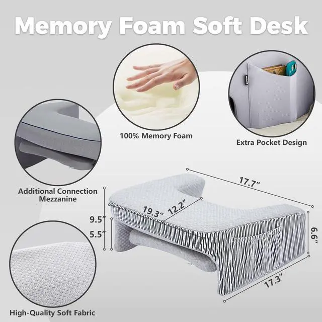 Alt view image 6 of 7 - Lap Desk, Reading Pillow, Gaming Lap Pillow, Teens Arm Rest Pillow, Reading Lap Pillow, Memory Foam Pillow for Reading, Working, Ergonomic Lap Desk, Playing, Crocheting in Bed Couch(Ash Grey)