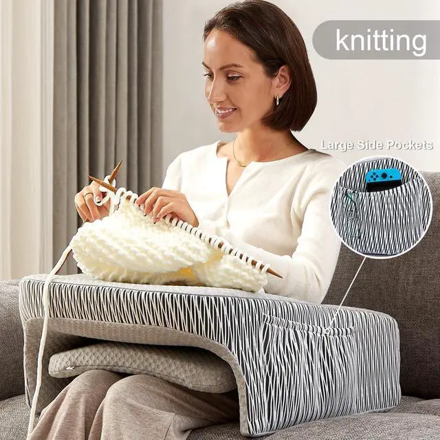 Alt view image 4 of 7 - Lap Desk, Reading Pillow, Gaming Lap Pillow, Teens Arm Rest Pillow, Reading Lap Pillow, Memory Foam Pillow for Reading, Working, Ergonomic Lap Desk, Playing, Crocheting in Bed Couch(Ash Grey)