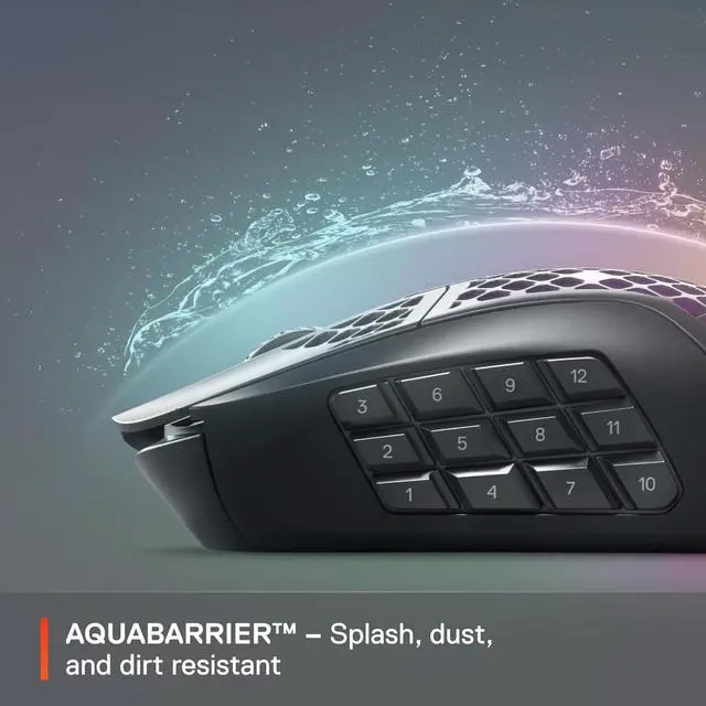 Alt view image 5 of 6 - SteelSeries Aerox 9 Wireless - Holey RGB Gaming Mouse - Ultra-lightweight Water Resistant Design - 18 Buttons  Bluetooth/2.4 GHz - 18K DPI TrueMove Air Optical Sensor