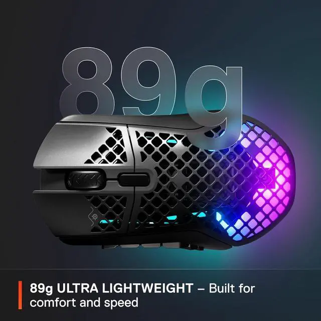 Alt view image 4 of 6 - SteelSeries Aerox 9 Wireless - Holey RGB Gaming Mouse - Ultra-lightweight Water Resistant Design - 18 Buttons  Bluetooth/2.4 GHz - 18K DPI TrueMove Air Optical Sensor