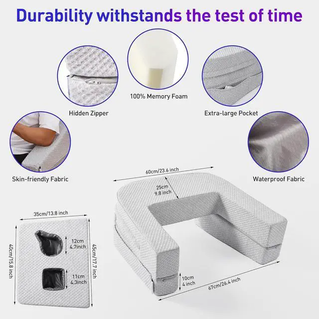 Alt view image 5 of 6 - Reading Pillow for Gaming, Extra Large Lap Desk Pillow, Arm Rest Pillow for Adult, Memory Foam Lap Desk Pillow for Reading, Working, Crocheting, Playing Game or Sitting in Bed Couch