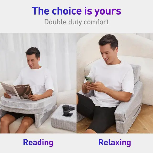 Alt view image 4 of 6 - Reading Pillow for Gaming, Extra Large Lap Desk Pillow, Arm Rest Pillow for Adult, Memory Foam Lap Desk Pillow for Reading, Working, Crocheting, Playing Game or Sitting in Bed Couch