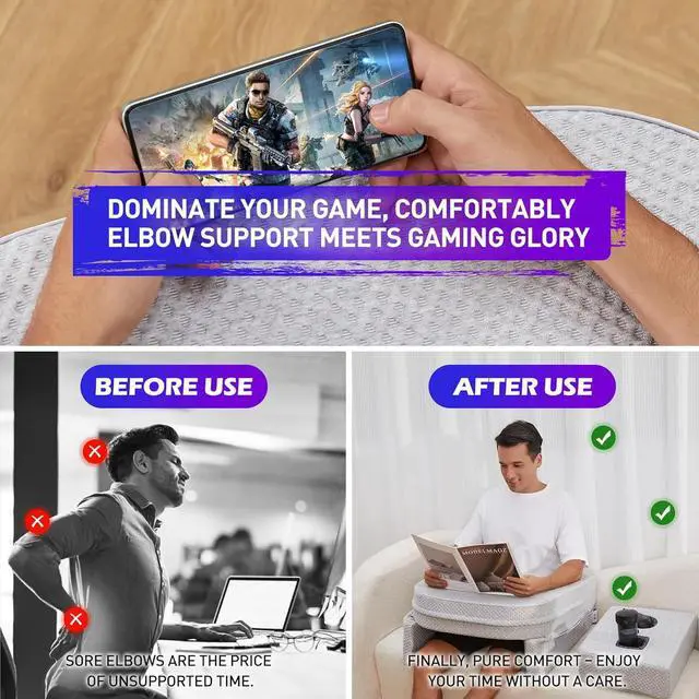 Alt view image 2 of 6 - Reading Pillow for Gaming, Extra Large Lap Desk Pillow, Arm Rest Pillow for Adult, Memory Foam Lap Desk Pillow for Reading, Working, Crocheting, Playing Game or Sitting in Bed Couch