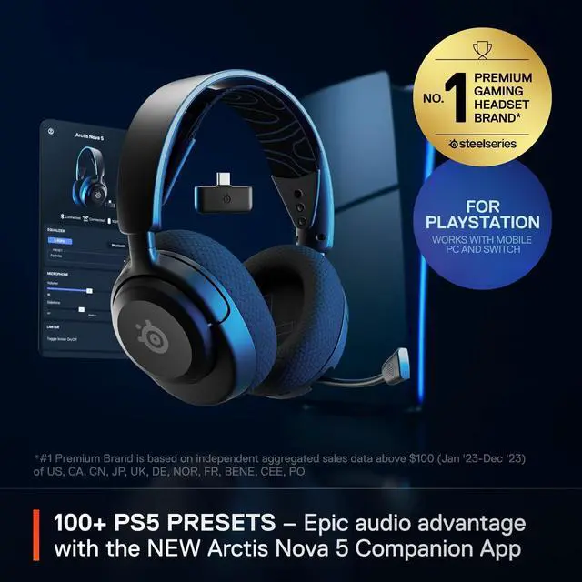Alt view image 2 of 7 - SteelSeries Arctis Nova 5P Wireless Multi-System Gaming Headset  Neodymium Magnetic Drivers  100+ Audio Presets  60 HR Battery  2.4GHz or BT  ClearCast Gen2.X Mic  PS5, PS4, PC, Switch, Mobile