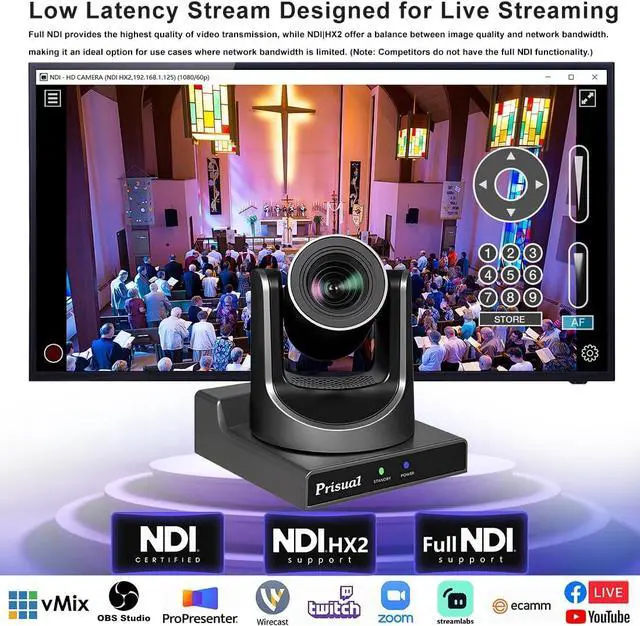 Alt view image 3 of 7 - NDI HX3 PTZ Camera 30x Full HD Live Streaming Auto Tracking Camera with HDMI/3G-SDI/USB and NDI HX3 60P Outputs (Full NDI & NDI HX3 Optional)