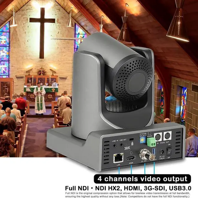 Alt view image 5 of 7 - NDI HX3 PTZ Camera 30x Full HD Live Streaming Auto Tracking Camera with HDMI/3G-SDI/USB and NDI HX3 60P Outputs (Full NDI & NDI HX3 Optional)