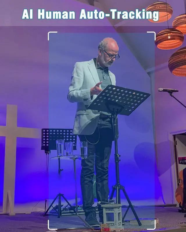 Alt view image 3 of 7 - 60FPS 4K NDI PTZ Camera, 20X Optical Zoom, 4KP60 AI Auto-Tracking, 1/1.8 UHD CMOS 8.42MP USB3.0 3G-SDI HDMI, for Church Worship Education Conference Events, (NDI License Included) (K820N)