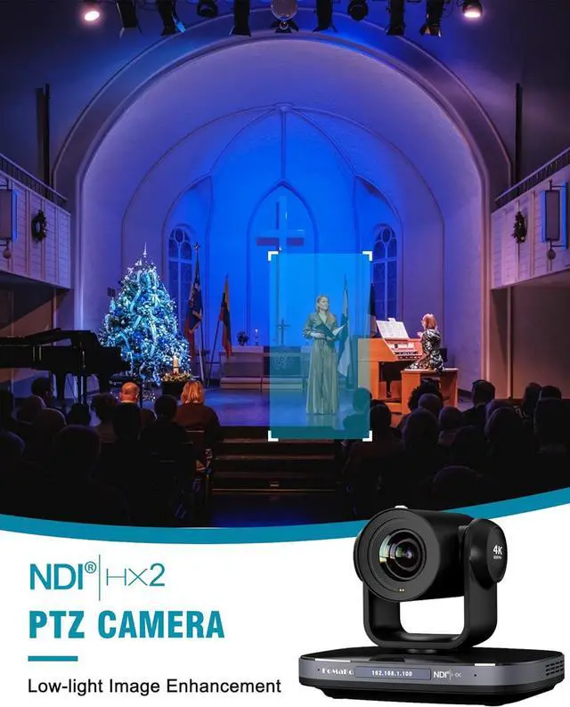 Alt view image 6 of 7 - 60FPS 4K NDI PTZ Camera, 20X Optical Zoom, 4KP60 AI Auto-Tracking, 1/1.8 UHD CMOS 8.42MP USB3.0 3G-SDI HDMI, for Church Worship Education Conference Events, (NDI License Included) (K820N)