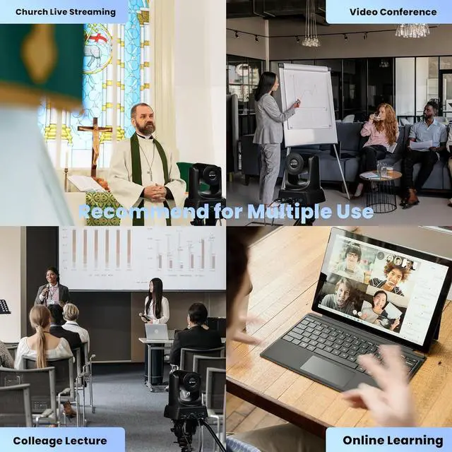Alt view image 7 of 7 - 20X Optical Zoom PTZ Camera HDMI IP Live Streaming SDI USB3.0 1080P 60fps PoE Supports for Church Services Worship Education Video Conference with OBS vMix Wirecast Zoom Skype and More