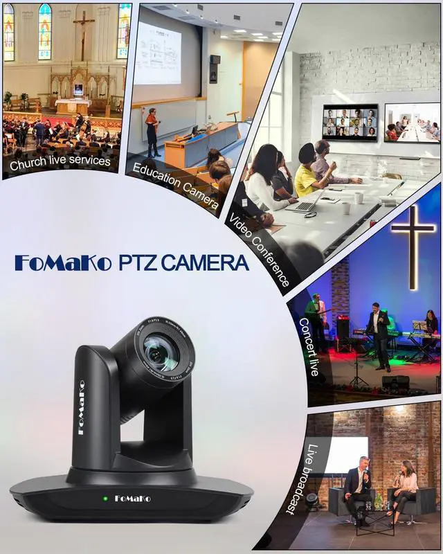 Alt view image 7 of 7 - AI Auto Tracking HDMI PTZ Camera, 20x Optical Zoom IP USB3.0 HDMI Camera for Church Services Worship Education, PoE 1080P60 FMK12UH Pro(20x)-B Black