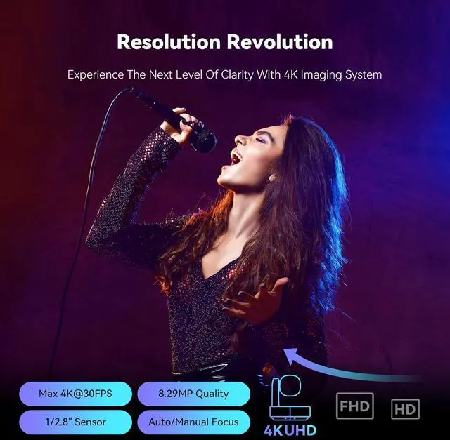 Alt view image 3 of 7 - VLoop 4K PTZ Camera with 12X Optical Zoom Wide View Angle USB3.0/HDMI/RJ45/PoE Works with Zoom Skype Teams UHD PTZ Camera for Video Conference and Church Streaming Red Dot Design Winner(VL12U)