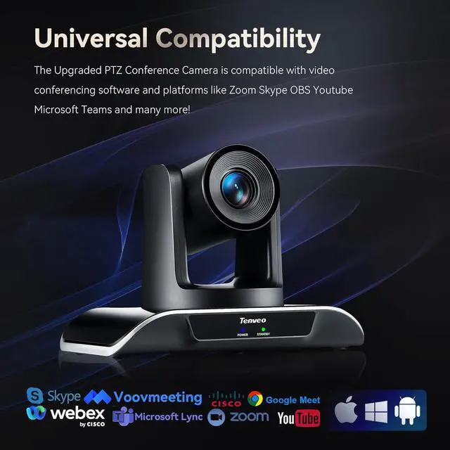 Alt view image 6 of 7 - 20X Optical Zoom PTZ Conference Room Camera, USB3.0/HDMI FHD 1080P 60FPS, for Video Conferencing Business Meeting Live Streaming Church Services Worship Events Education Skype Zoom Teams OBS