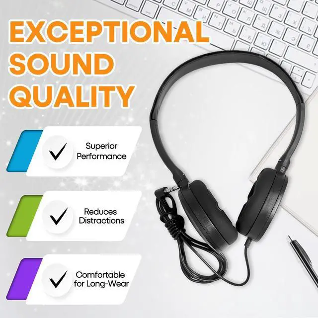 Alt view image 5 of 7 - Classroom Headphones Bulk 30 Pack for Kids School, Wholesale Class Set Durable Earphones for Students Children Toddler Teens Boys Girls and Adult (HY104,Black)