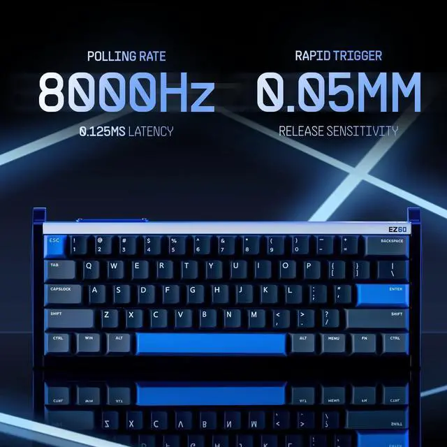 Alt view image 2 of 6 - iQunix Esports Gaming Keyboard, 60% RGB Mechanical Keyboard, 61 Keys with Magnetic Jade Switches, Rapid Trigger, Adjustable Actuation, Double Shot PBT Keycaps, for Win/Mac Laptop PC