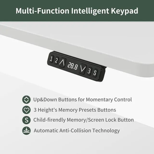Alt view image 7 of 7 - L Shaped Standing Desk with Arc LED & Power Outlet, Exclusive Uprated 3 Motors Support 330LB, Electric Height Adjustable L Shaped Desk with Large Monitor Stand, for Home Office, White