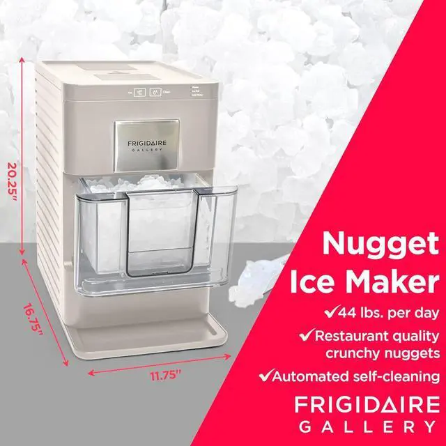 Alt view image 3 of 7 - Nugget Ice Maker, Countertop Ice Machine with Transparent Window, Sonic Ice Maker with 44 lbs. Capacity, Auto Self Cleaning Ice Maker Machine, 2.0 Gen, Cream - 16.75D x 11.75W x 20.25H