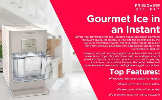 Alt view image 7 of 7 - Nugget Ice Maker, Countertop Ice Machine with Transparent Window, Sonic Ice Maker with 44 lbs. Capacity, Auto Self Cleaning Ice Maker Machine, 2.0 Gen, Cream - 16.75D x 11.75W x 20.25H