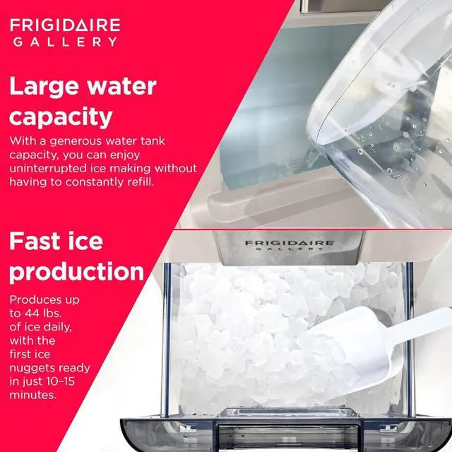 Alt view image 6 of 7 - Nugget Ice Maker, Countertop Ice Machine with Transparent Window, Sonic Ice Maker with 44 lbs. Capacity, Auto Self Cleaning Ice Maker Machine, 2.0 Gen, Cream - 16.75D x 11.75W x 20.25H