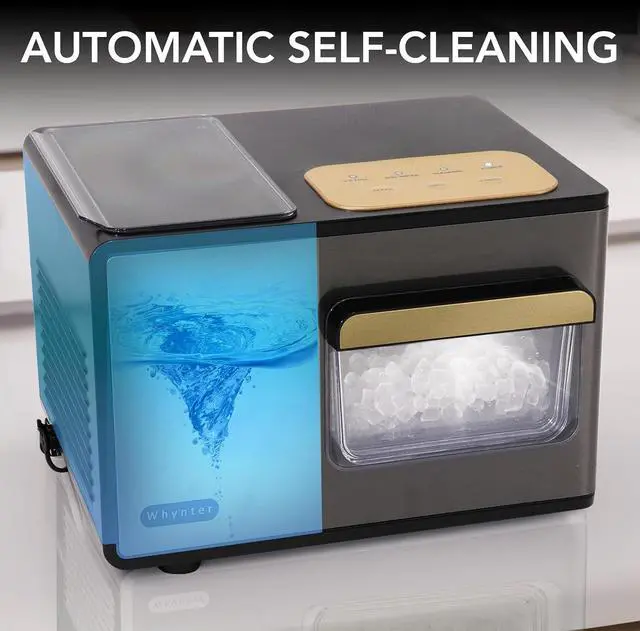 Alt view image 6 of 7 - Whynter Nugget Ice Maker, Countertop Portable Ice Maker, IBX-388BG SonicSnö, Automatic Self-Cleaning with Removable Ice Drawer Compact Ice Maker, 40 lbs/24H, Black Stainless Steel and Gold
