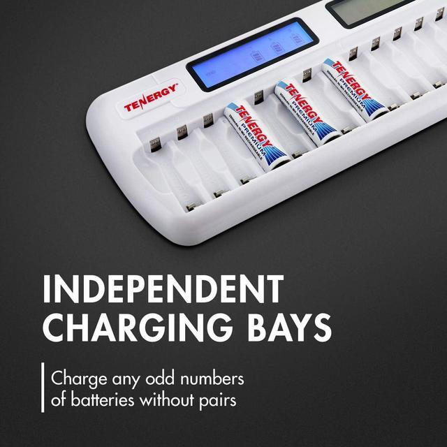 Alt view image 6 of 7 - Tenergy TN438 16-Slot Smart Battery Charger for AA/AAA NiMH/NiCd LCD Display + 16 Premium Rechargeable AA Batteries