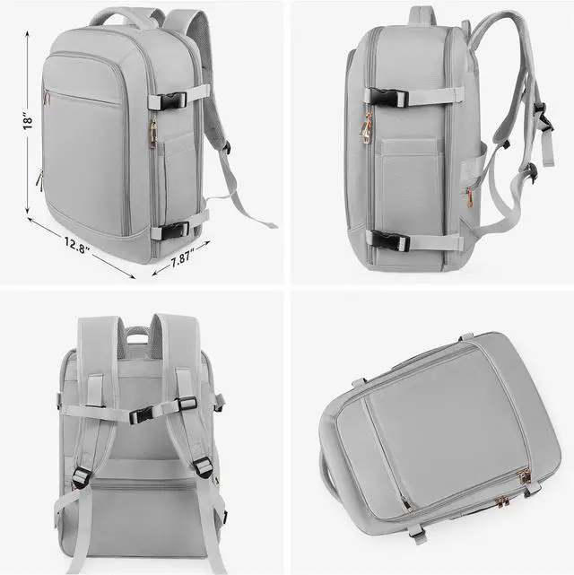 Alt view image 2 of 7 - Travel Backpack, Large Backpack for Men Women, Flight-approved Carry-on Backpack, 40L Personal Item Travel Backpack, Travel Essentials, Grey