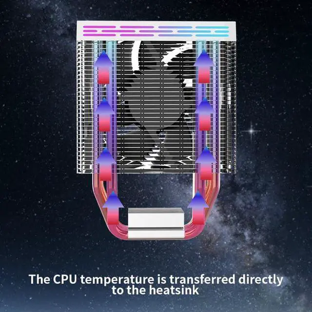 Alt view image 2 of 4 - ARGB CPU Cooler, 4 Heat Pipes, 4PIN PWM Silent ARGB Fan for Intel LGA1700 1200 1150 1155 1156 1366 AM5 AM4 AM3 (Black)
