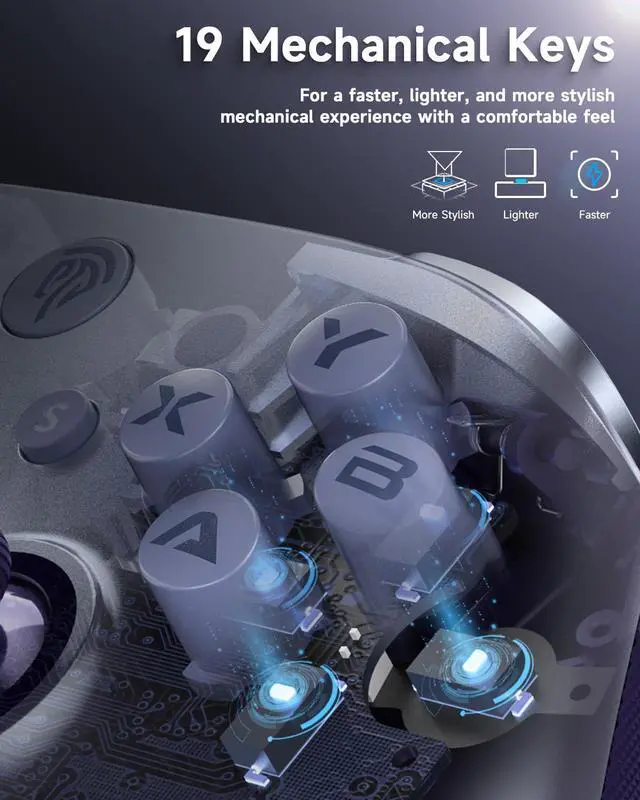 Alt view image 5 of 7 - EasySMX Wireless PC Controller with Dual Hall Effect, Bluetooth Controller for PC/Switch/Steam/Android TV, Mobile - Include a White Swappable Faceplate