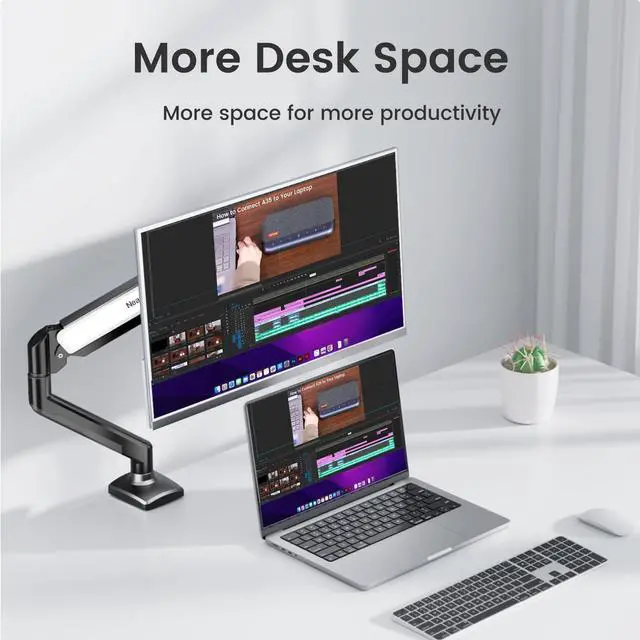 Alt view image 5 of 7 - Single Monitor Mount,13-32 Inch Computer Screen,Strong Adjust Gas Spring Monitor Arm,Full Motion Adjust with C Clamp and Grommet Base, Holds Up to 22 lbs,VESA Mount 75mmX75mm,100mmX100mm
