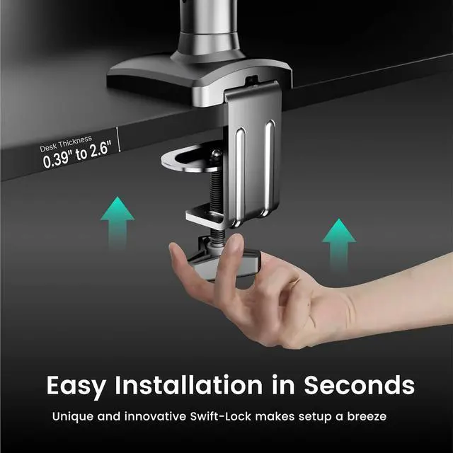 Alt view image 6 of 7 - Single Monitor Mount,13-32 Inch Computer Screen,Strong Adjust Gas Spring Monitor Arm,Full Motion Adjust with C Clamp and Grommet Base, Holds Up to 22 lbs,VESA Mount 75mmX75mm,100mmX100mm