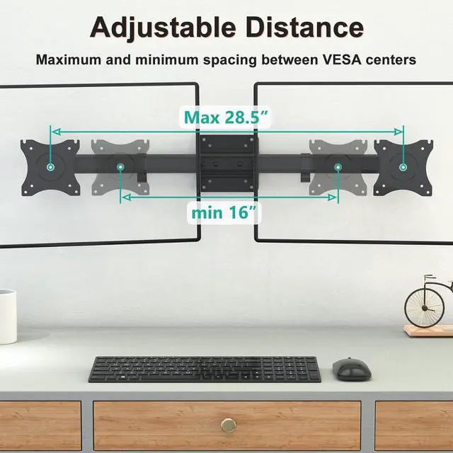 Alt view image 3 of 7 - Dual Monitor Wall Mount, Single to Double Bracket Adapter, Horizontal Assembly Arm for 2 Screen up to 27 inch