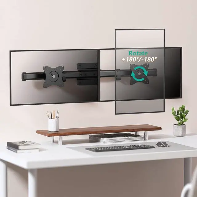 Alt view image 6 of 7 - Dual Monitor Wall Mount, Single to Double Bracket Adapter, Horizontal Assembly Arm for 2 Screen up to 27 inch