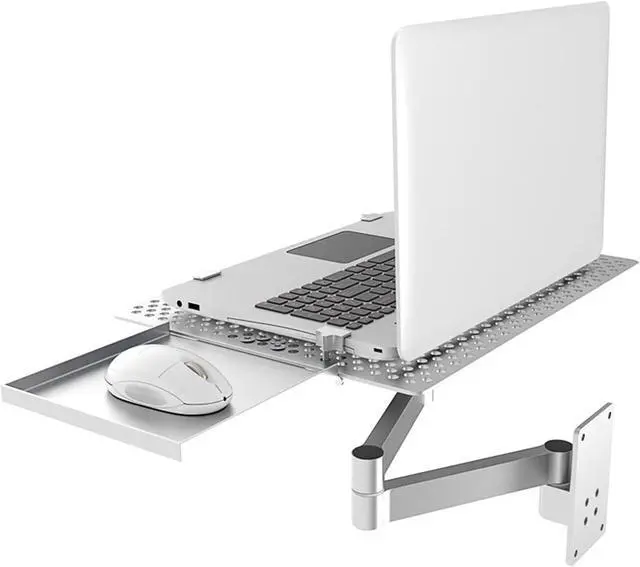 Main image of Wall Mounted Laptop Stand, Multifunctional Adjustable Holder Wall Mount Foldable Laptop Holde Notebook Stand with Mouse Tray